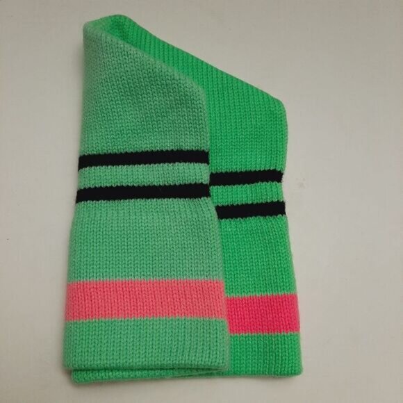 Retro 80's CAPPELLO 100% Wool Intarsia Stripe Pattern Knit Beanie Hat Green OS - Picture 7 of 15